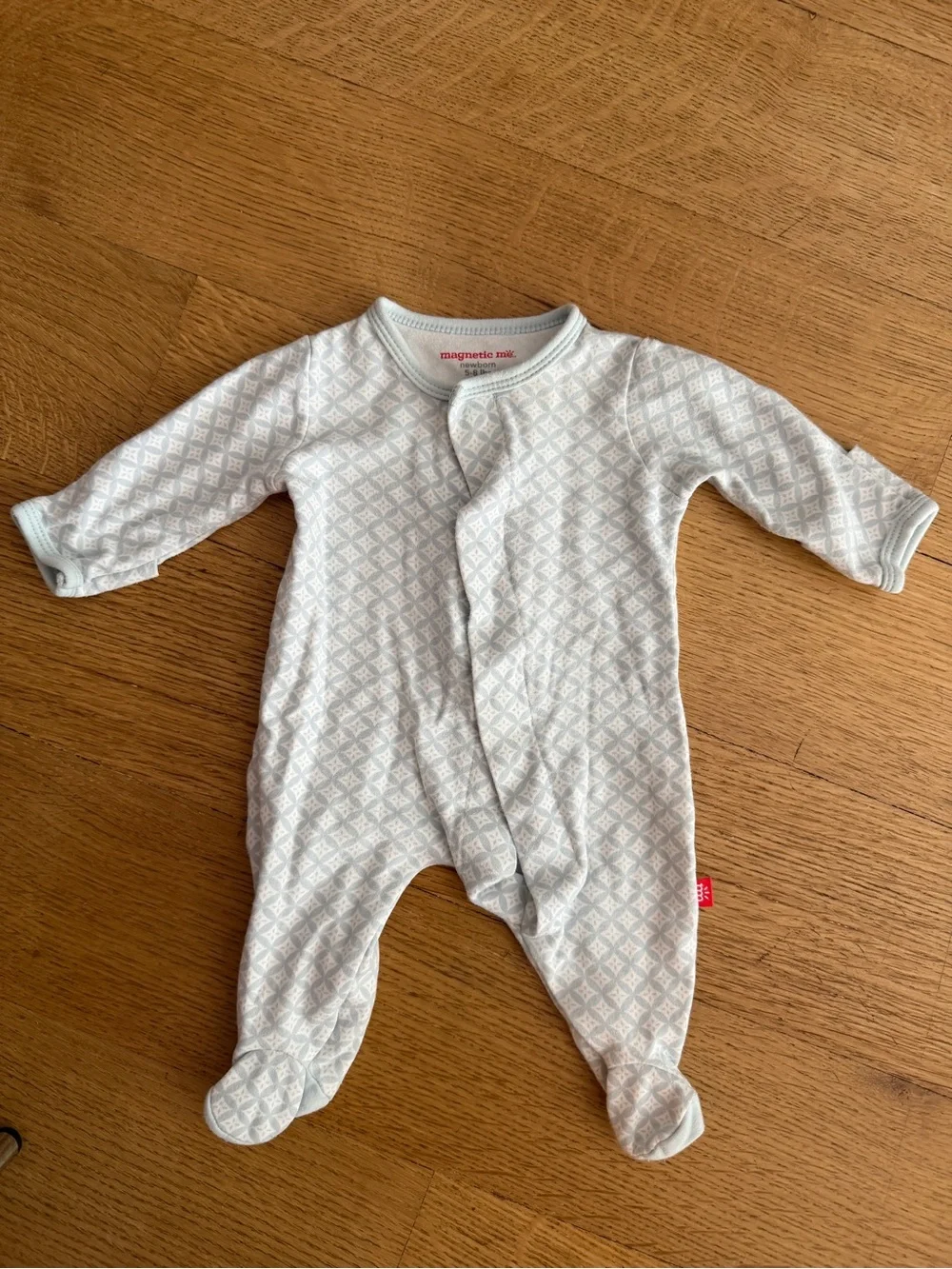 Magnetic Me Light blue & White Diamond Footed One-Piece